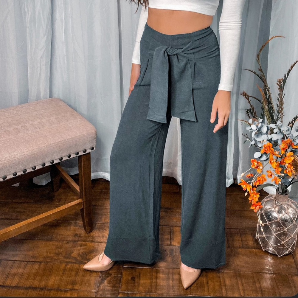 Wide leg linen pants